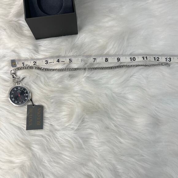New Men’s Bulova Classic Pocket Watch 3-Hand Date Quartz Stainless Steel - Picture 4 of 5